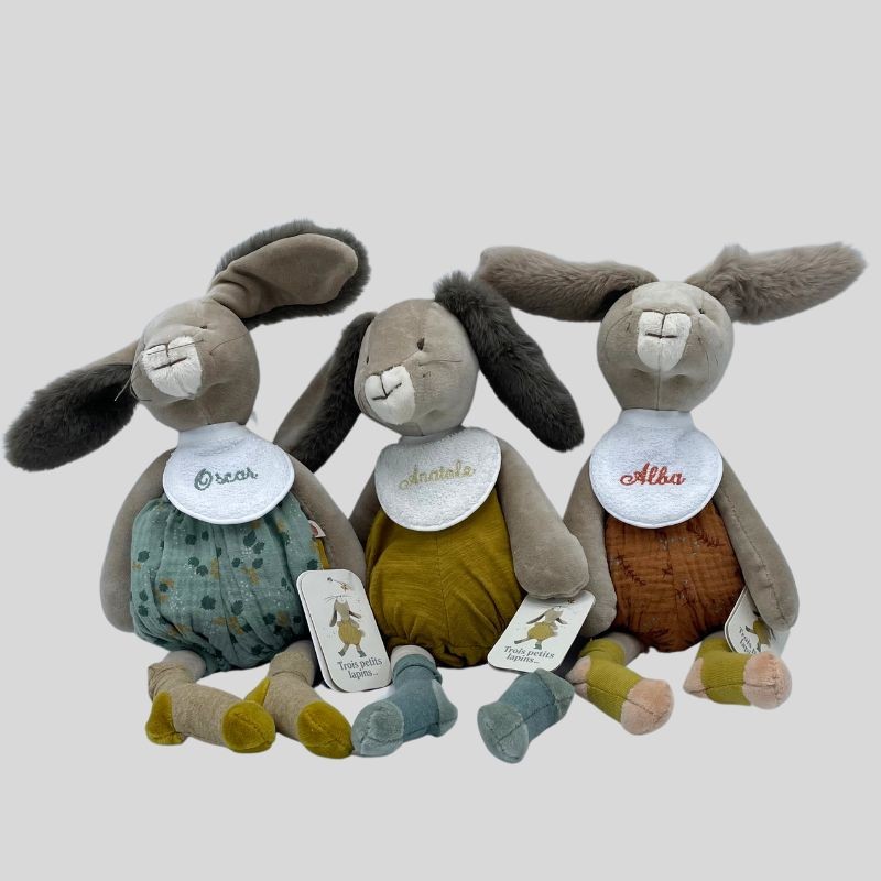 Moulin Roty Grand lapin Terracotta brodé