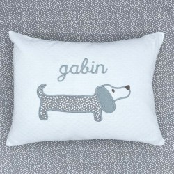 Coussin Chien Grain de riz gris