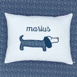 Coussin Chien Grain de riz bleu nuit