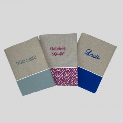 Protège carnet de santé Chambray ficelle Brodé