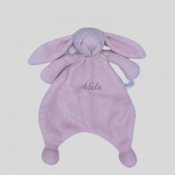 JELLYCAT doudou plat velours Lapin rose brodé
