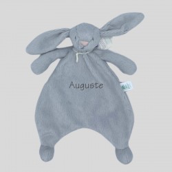 JELLYCAT doudou plat velours Lapin gris brodé