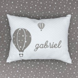 Coussin Montgolfière Etoiles Taupe