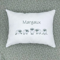 Coussin Moutons Fleuri Tilleul