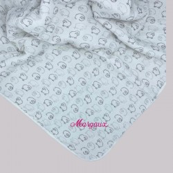 Couverture double gaze moutons Brodé