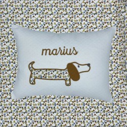 Coussin Chien Triangle brodé Noisette