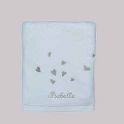 Sylvie Thiriez Drap de douche Petits cœurs Brodé
