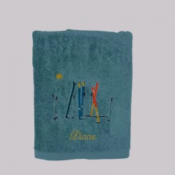 Sylvie Thiriez Drap de douche Passe-montagne Brodé